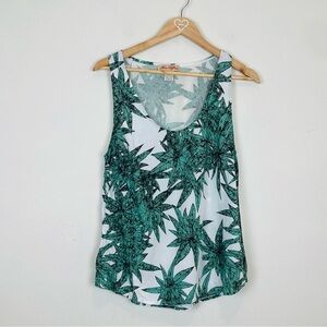 Mara Hoffman green and white tropical leaf print tank. Size Medium.